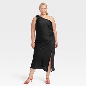 Women's One Shoulder Midi Dress - A New Day Black XXL
